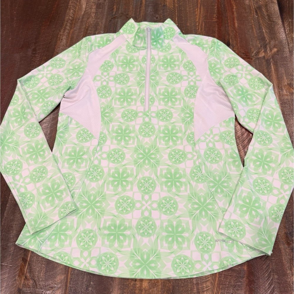 WOMENS ANNIKA CUTTER AND BUCK HALF ZIP JACKET GREEN/WHITE (SIZE‎ M)